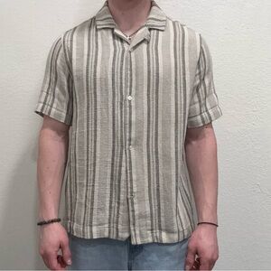 Striped Knit Button Down